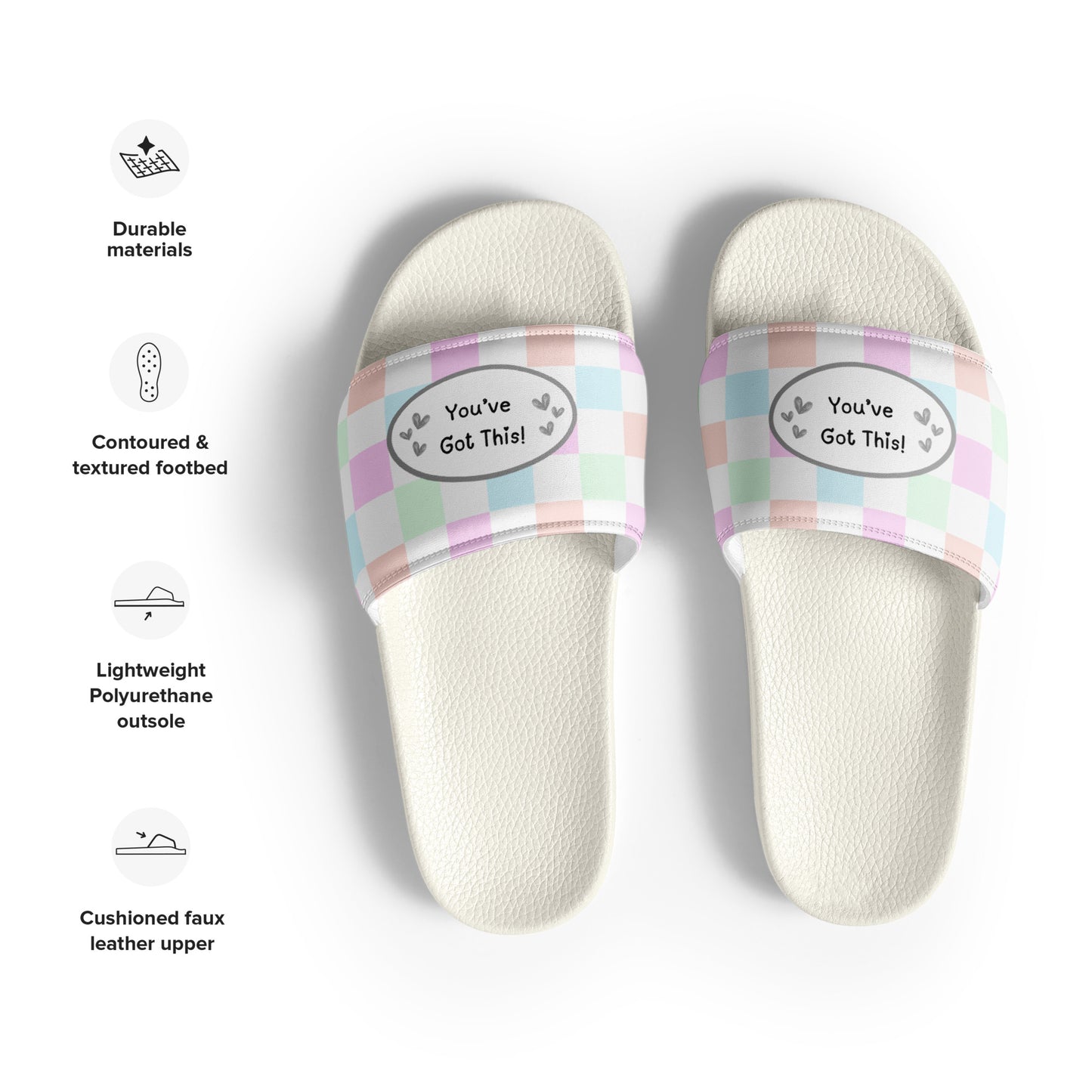 Motivational Checkered Women's Slide-on Sandals