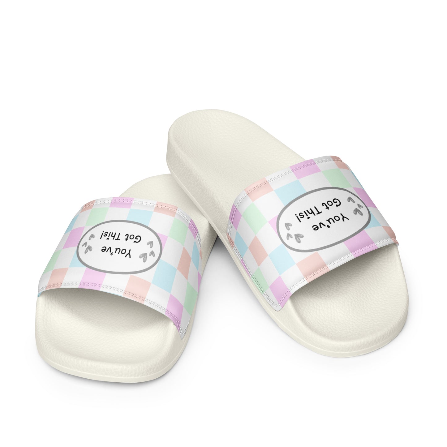 Motivational Checkered Women's Slide-on Sandals