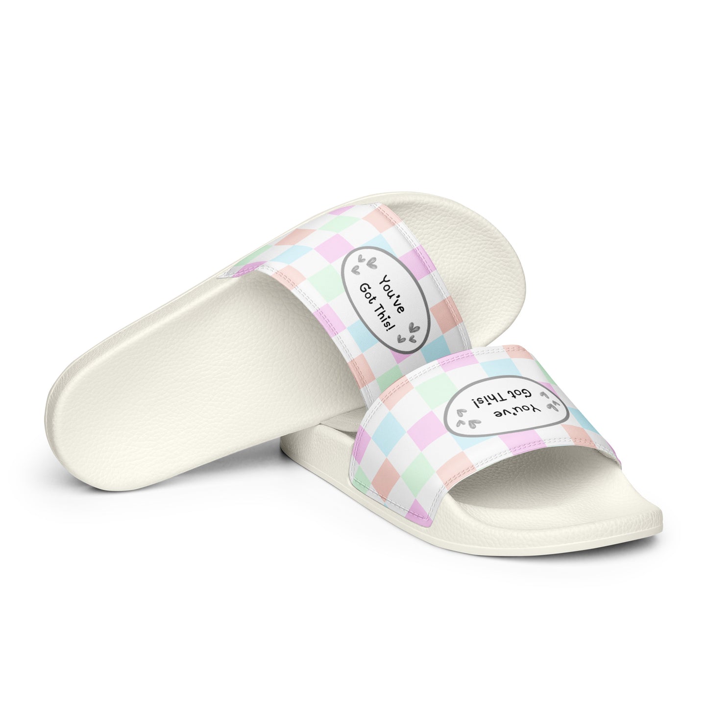 Motivational Checkered Women's Slide-on Sandals