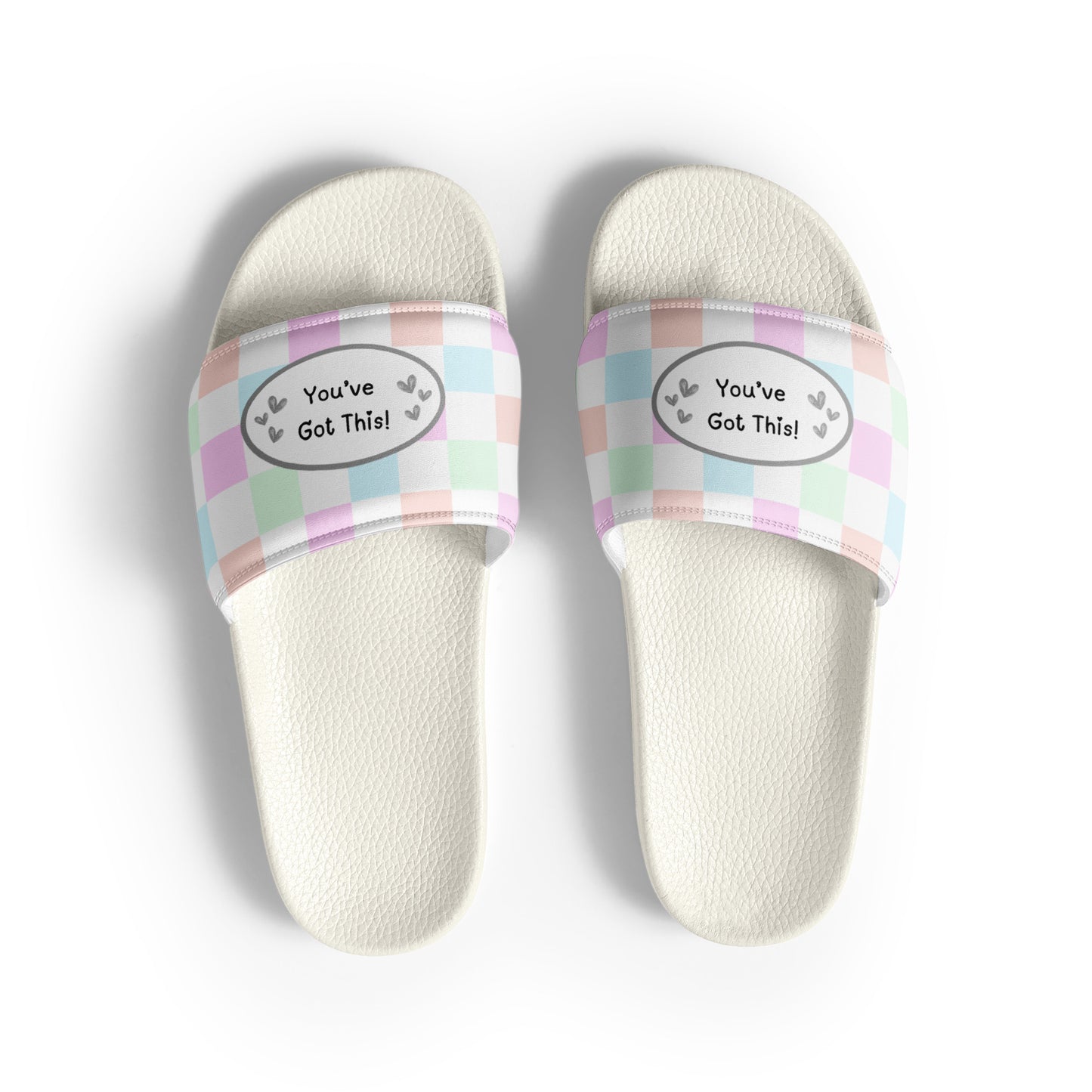 Motivational Checkered Women's Slide-on Sandals